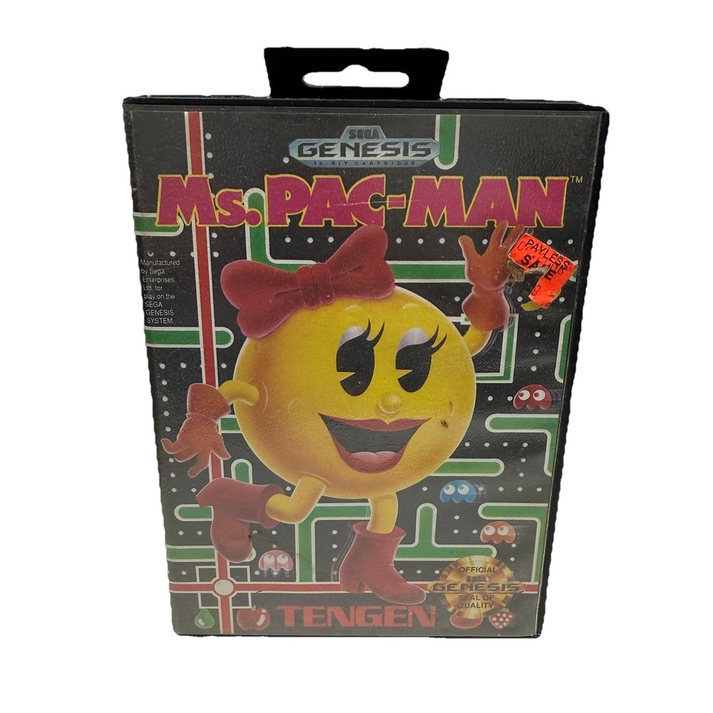 Ms. Pac-Man (Sega Genesis, 1991) Complete In Box‎ Hangtab, Fast Shipping Manual